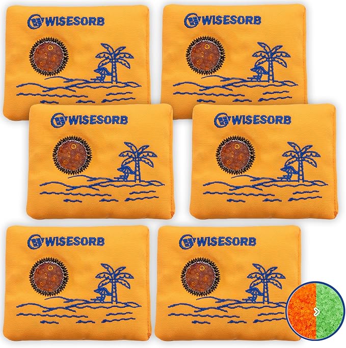 50g x 6 Packs Rechargeable Desiccant Packs, Orange Indicating Silica Gel Packets, Moisture Absorber for Storage, Seeds, 3D
