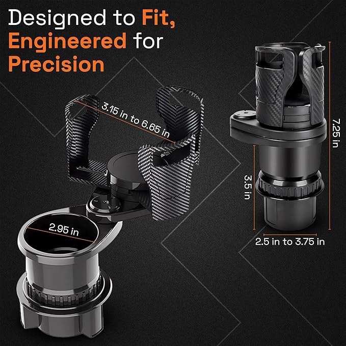 Car Cup Holder Expander 2 in 1, Expandable Cup Holder with Adjustable Base, The Upper Part Fits Yeti, Ramblers, Hydroflask, Other Large Bottles/Mugs, expandable to 3"-6.5"