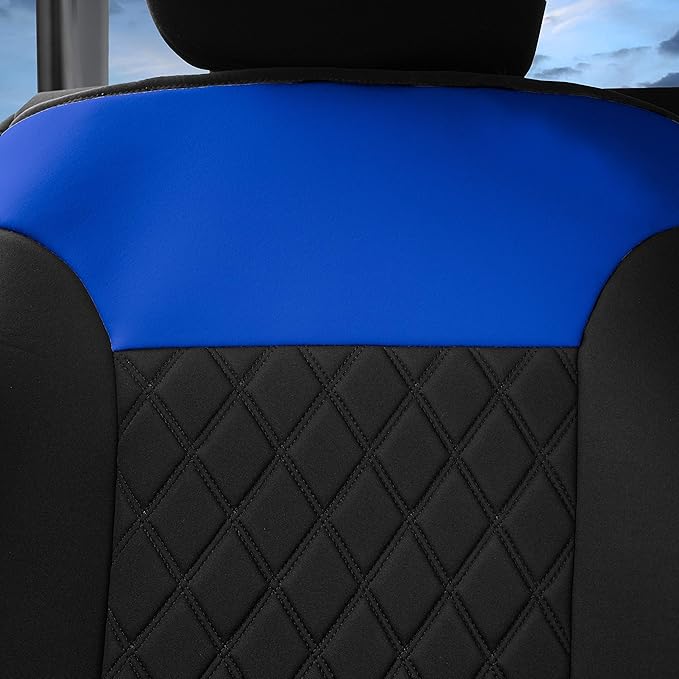 FH Group Car Seat Cover Cushion - 2 Pack Seat Covers for Cars Trucks SUV, Blue Black Neosupreme Car Seat Cushions, Car Seat C