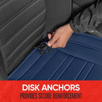 Motor Trend Seat Covers for Cars Trucks SUV, Faux Leather 2-Pack Blue Padded Car Seat Covers with Storage Pockets, Premium In