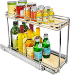 LYNK PROFESSIONAL® Élite™ Pull Out Spice Rack Organizer for Inside Kitchen Cabinets - 6" x 21" - Slide Out Drawer – Wood/Chro