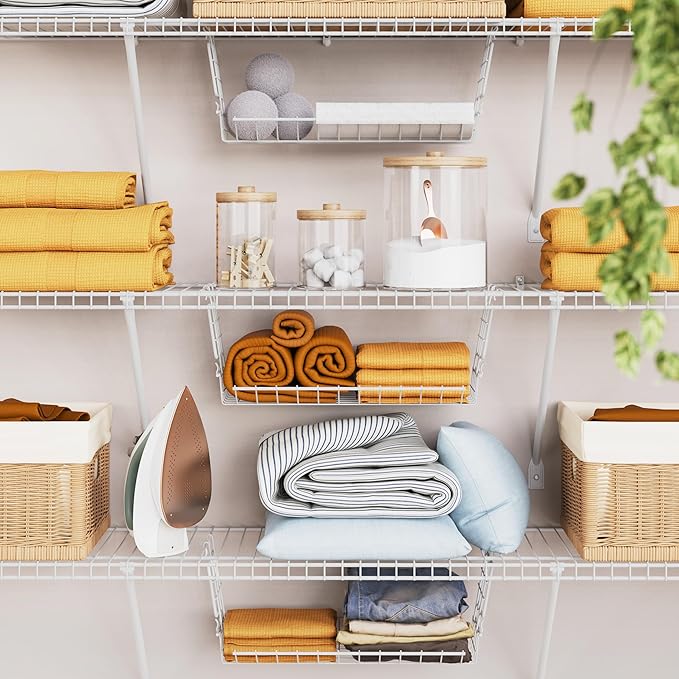 ClosetMaid Hideaway Behind-the-Hangers Hanging Wire Shelf for Closets, Pantries, Laundry Rooms (3-Pack)