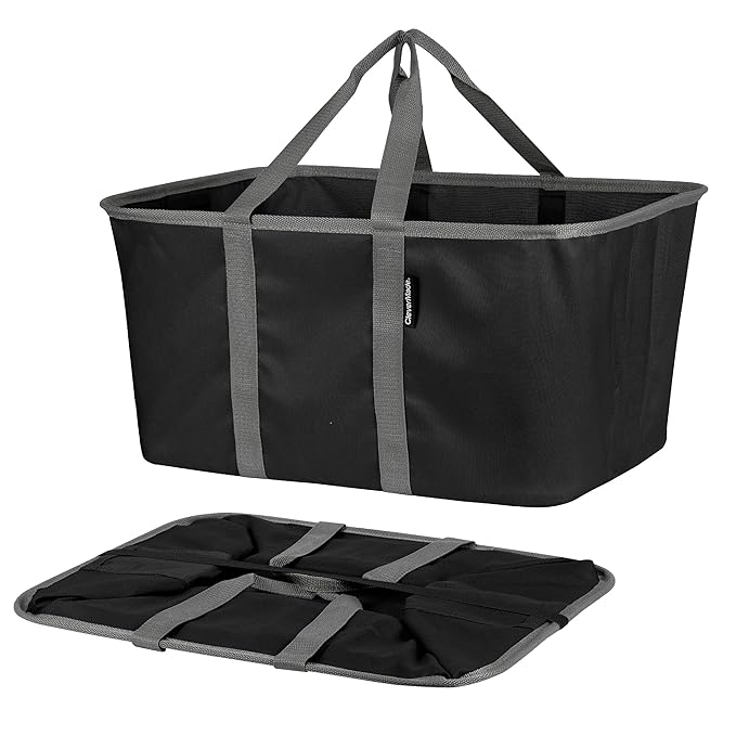 CleverMade Collapsible Laundry Tote 2-Pack (50L) – Foldable Carry-All Storage Bin for Laundry, Car Trunk, RV, Dorm & Home Org