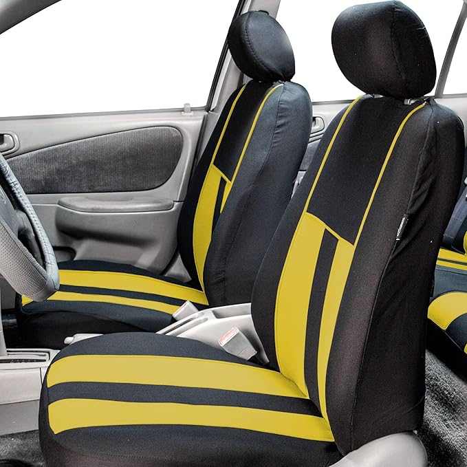 FH Group Car Seat Cover Full Set Striking Striped Car Seat Covers with Front Seat Covers and Rear Split Bench, Universal Fit 