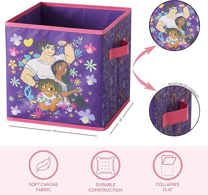 Disney Encanto Set of Two Spacious Collpasible Storage Cubes, 10"x10"
