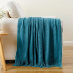 BATTILO HOME Teal Blue Throw Blanket for Couch, Decorative Throw Blanket for Sofa Bed Room Home Decor, 50"x60"