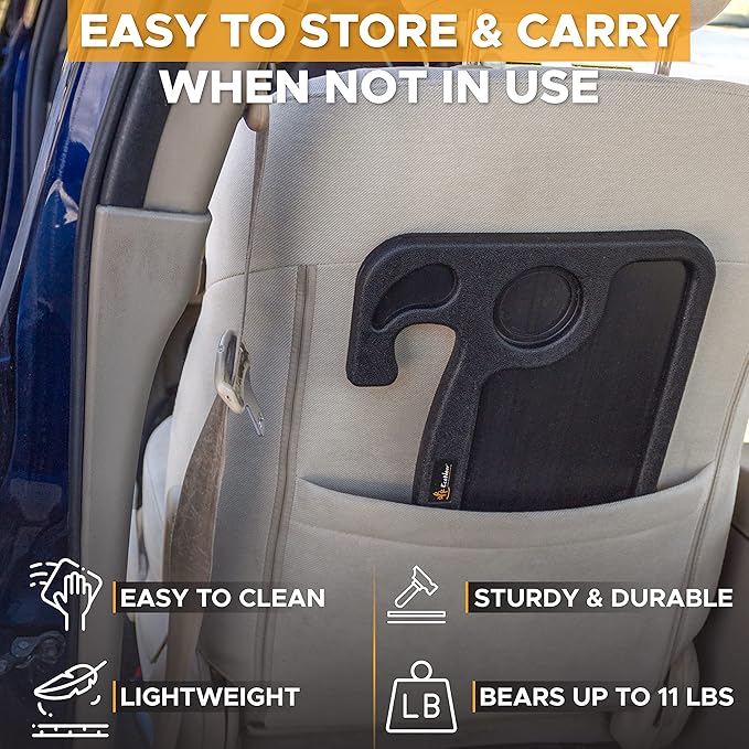 EcoNour 2 in 1 Car Steering Wheel Desk | Tray for Laptop Car Mount with Pen Holder | Desk Console for Car | Food Tray for Eating with Drinks Holder | Multipurpose Travel Car Accessories