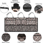 Femuar Car Trunk Organizer,Large Capacity Backseat Trunk Organizer(42"*18"),Collapsible Car Storage Bag with 8 Pocekt,Car Organizer for SUV/MPV/Truck - Leopard print