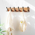 Dseap Coat Rack Wall Mounted - 24" Long 6 Tri Hooks, Heavy Duty Wooden Wall Coat Hanger Coat Hook for Clothes Hat Jacket Clot