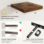 Fun Memories Floating Shelves for Wall, Rustic Wood Wall Mounted Shelves for Bathroom, Bedroom, Living Room and Kitchen, Stor