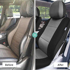 FH Group 3 Row PU Leather 7 Seater Car Seat Covers, Airbag Compatible and Split Bench - Fit Most Car, Truck, SUV, & Van Black