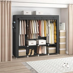 MOGELAFOO 67 Inch Portable Closet Wardrobe for Hanging Clothes, Wardrobe Closet with Cover, 4 Hanging Rods and Side Pockets, 