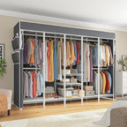 Raybee 90.6" W Extra-Large Clothes Rack with Cover, Freestanding Clothing Racks for Hanging Clothes, Heavy Duty Closet Organi