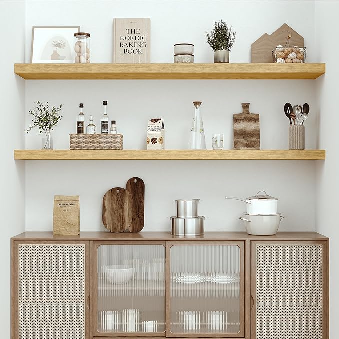 Vivelove 55 inch Long Floating Shelves for Wall, 10.3" Deep & Thicker Storage Shelf for Living Room, Kitchen, Farmhouse,Wall 