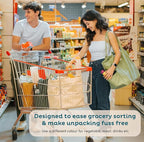 Nook Theory 3-Pack Reusable Grocery Bags - Heavy Duty, Large 12 Oz Cotton Canvas Reusable Shopping Bags With Pockets, 100% Cotton Cloth Grocery Totes, Foldable Multi Compartment (Sand)