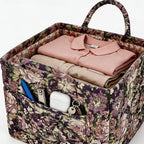 Quilted Laundry Basket with Handles - Multi-Purpose Fabric Storage Basket，Boho Fabric Storage Baskets with Handles for Car, H