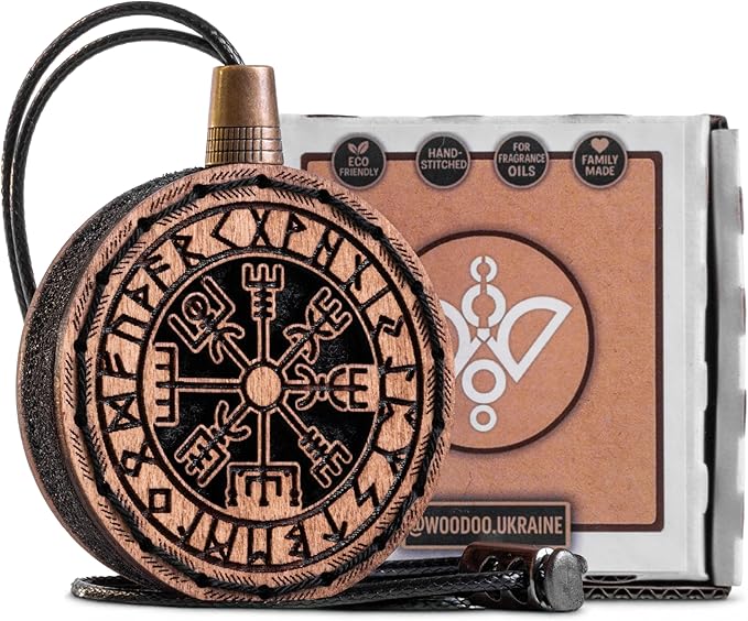 Wood Car Air Freshener — Vegvisir Handmade Unscented DIY Essential Oil Hanging Diffuser with Felt Insert — Add Your Own Oils 