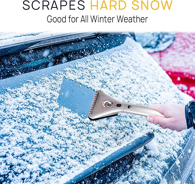 VaygWay Electric Heated Car Window Snow Ice Scraper with Light -Heated Car Auto Windshield Scraper- Extendable 15.8 Feet Long Cord 12V LED Light Heated Melting Ice Snow Scraper, Vehicle Scraper