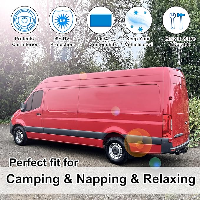 TINGLU Window Shades for Freightliner/Mercedes Benz Sprinter 1500 2500 3500 4500 2007-2026 Accessories Car Side Windshield Sun Shade Sun UV Rays & Privacy Protection for Camping 3PCS