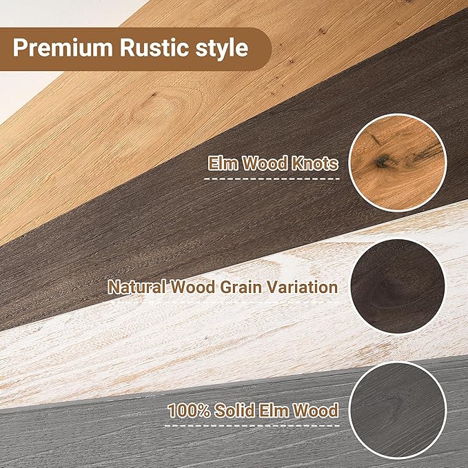 Vivelove Elm Floating Shelves for Wall Solid Wood, 24 Inches Long Rustic Wall Shelf with Invisible Bracket for Living Room Be