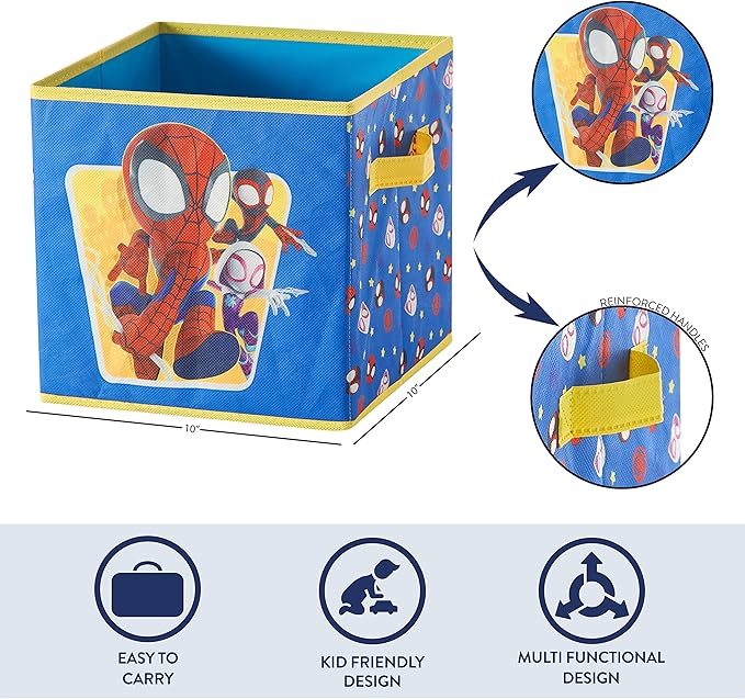Marvel Spidey and His Amazing Friends Set of Two Spacious Collapsible Storage Cubes, 10"x10"