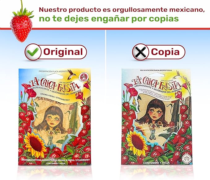 3pcs La Chica Fresita Car Air Freshener - 4 Weeks Long-lasting Strawberry Scent - The Must-have Rear View Mirror Hanging Acce