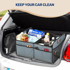 YSSOA Trunk Organizer for Car/SUV/Truck, Collapsible 2 Compartment Automotive Storage Box, 600D Waterproof Oxford Polyester