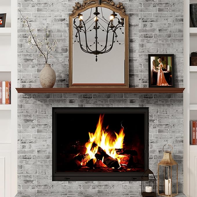 55 Inch Floating Shelves for Wall, 9.3" Deep Crown Molding Wood Display Shelf with Heavy Duty Invisible Brackets for Living R