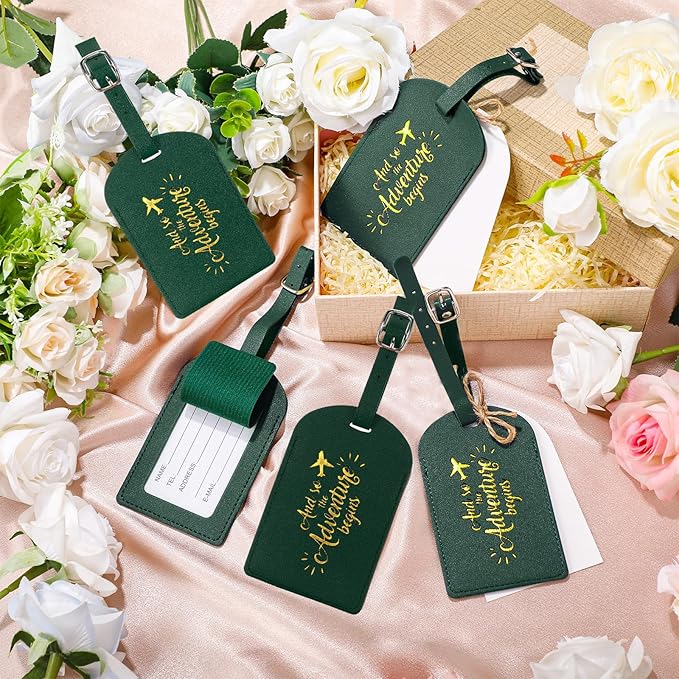 Amylove Bulk Luggage Tags Wedding Favors Adventure Begins Luggage Tags for Guests Travel Tag for Suitcase Bridal Gift 24 Pack