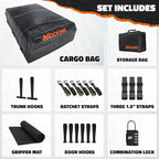 Mockins 40 CuFt XXL Roof Bag Cargo Carrier for Top of Vehicle | 72"x48"x20" Waterproof Vinyl Rooftop Cargo Carrier Bag | Secure Vehicle Soft-Shell Carriers for Car, Truck, SUV, Van, RV w/Accessories