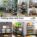 BMOSU 3-Tier Bamboo Shoe Rack Premium Stackable Shoe Shelf Storage Organizer for Hallway Closet Living Room Entryway Organize
