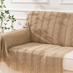 BATTILO HOME Tan Throw Blanket for Bed, Boho Decorative Couch, Taupe Home Decor, 50"x60"