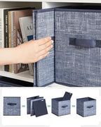 SONGMICS Storage Cubes, 11-Inch Non-Woven Fabric Bins with Double Handles, Set of 6, Closet Organizers for Shelves, Foldable,