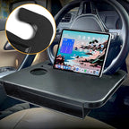 EcoNour 3-in-1 Steering Wheel Tray with Car Seat Gap Filler Organizer (1 Pack) | Food Table for Eating in Car | Laptop Desk, iPad Holder and Storage Box in-Between Seat Organizer | Car Accessories
