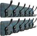 Dseap Coat Rack Wall Mounted - 24" Long 6 Tri Hooks, Heavy Duty Wooden Wall Coat Hanger Coat Hook for Clothes Hat Jacket Clot