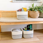 NaturalCozy Storage Cubes 9”x9”x7”Cotton Rope Woven Baskets for Organizing 3-Pack | 9 Inch Cube Storage Bin | Small Basket fo