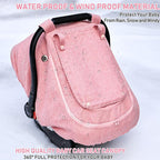 Waterproof Baby Car Seat Cover，YVMVDV Patented Pink Cold Weather Carseat Cover for Babies,Infant Car Seat Cover Canopy for Gi