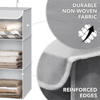 Simple Houseware 3-Shelf Hanging Closet Organizer, Fabric Storage Shelves with 57L Capacity, Gray