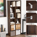 6 Cube Storage Organizer, Narrow Open Shelf Bookcase, Freestanding 6 Tier Low Display Bookshelf for Home Office, Living Room,