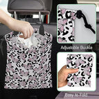 Butterfly Car Garbage Bag,Leopard Waterproof Small Car Trash Bag Hanging Back of Seat,Drawstring Hanging Car Trash Bag with Adjustable Buckle for Car Accessories