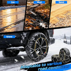 Auto Tightening Snow Chains Tire Chains Quick Easy Installation HKN130 Set of 2 for Cars SUV Pickup Trucks RV 215 225 235 245