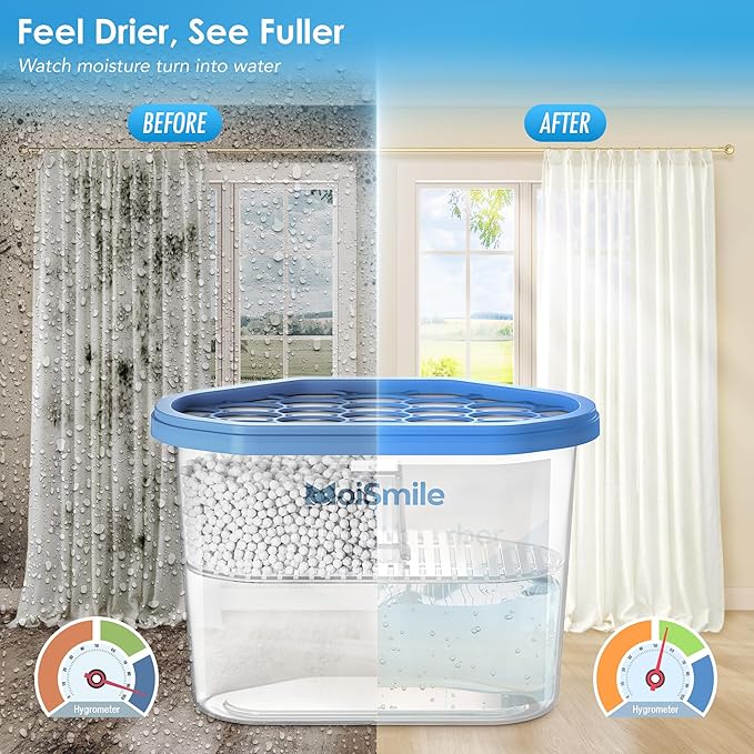 Moisture Absorbers, Efficient Humidity Absorber & Odor Eliminator Boxes, Refillable Car Dehumidifier for Closet, Bathroom,
