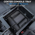 TOPINSTALL 2026 Full Size Console Organizer Compatible with 2022-2026 Toyota Tundra/Sequoia 2023-2026, Plastic Armrest Storage Box Tray with Non-Slip Inserts (Not for the Console with Safe)