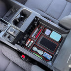 TOPINSTALL Red Full-Size Console Tray Compatible with 2022-2026 Toyota Tundra / 2023-2026 Sequoia Accessories Armrest Storage Box Tray with Anti-Slip Inserts (Not for the Console with Safe)