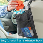 High Road TrimTrash Hanging Car Garbage Bag - Slim and Leakproof Car Trash Bag with Magnetic Closure and Storage Pocket - Attaches to Seat, Glovebox or Console