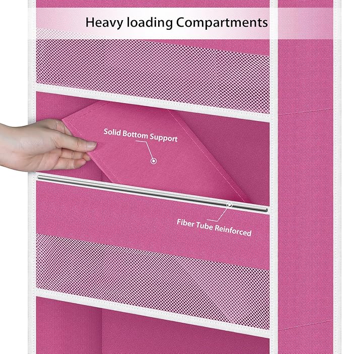 Univivi 6-Shelf Over Door Hanging Organizer Fabric Baby Door Storage with 5 Large Pockets and 3 Small PVC Pockets Wall Mount 