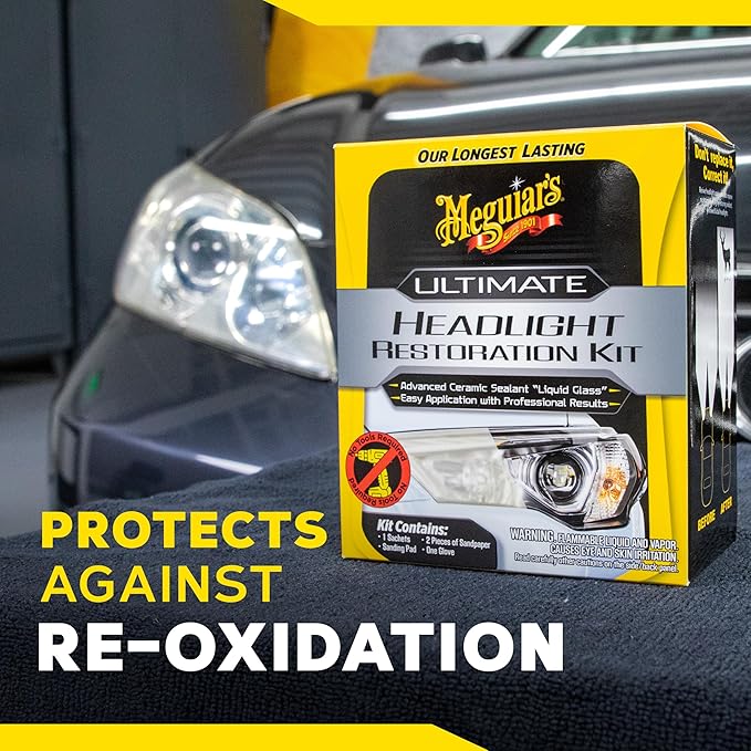 Meguiar's Ultimate Headlight Restoration Kit - The Perfect Headlight Repair Kit to Remove Yellowing and Cloudiness from Headl