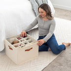 OrganiHaus Large Shoe Storage Bin for Closet, Shoe Organizer Box Fits up to 16 Pairs, Collapsible Fabric Shoe Basket w/Clear 