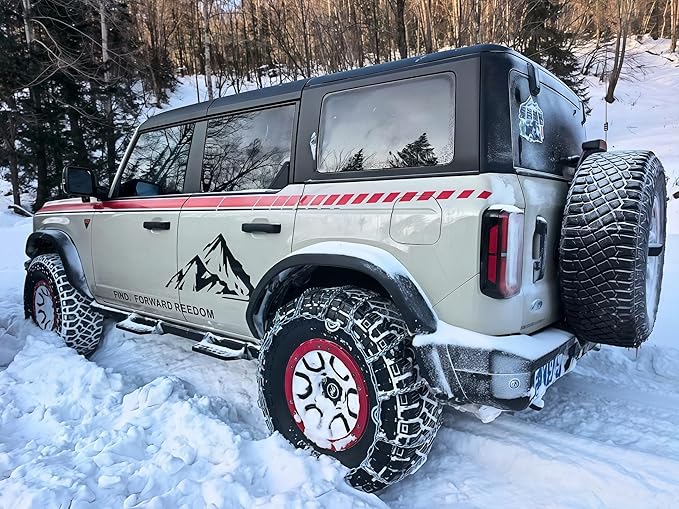 Super Grip V-Bar Ice & Snow Chains 2 Pack for Cars & SUVs - 14" to 18" Tire Anti-Slip Ice & Deep Snow Traction, Easy Installa