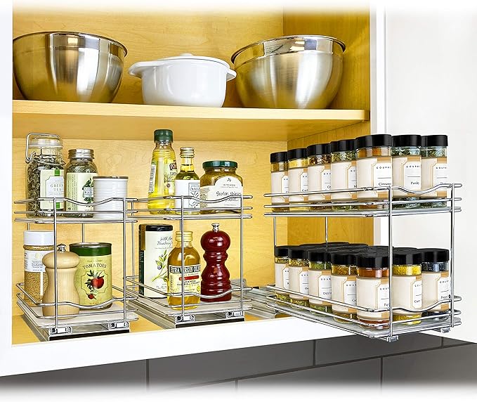 LYNK PROFESSIONAL® Pull Out Spice Organization for Cabinets - 6-3/8 inch Wide – Spice Rack for Inside Cabinets, Slide Out Spi